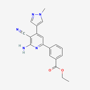 molecular formula C19H17N5O2 B5408296 ethyl 3-[6-amino-5-cyano-4-(1-methyl-1H-pyrazol-4-yl)pyridin-2-yl]benzoate 