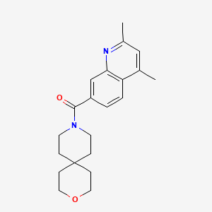 molecular formula C21H26N2O2 B5408340 9-[(2,4-dimethylquinolin-7-yl)carbonyl]-3-oxa-9-azaspiro[5.5]undecane 