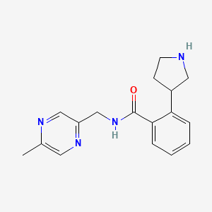 molecular formula C17H20N4O B5408547 N-[(5-methyl-2-pyrazinyl)methyl]-2-(3-pyrrolidinyl)benzamide hydrochloride 