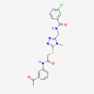 molecular formula C21H20ClN5O3S B5408636 N-[[5-[2-(3-acetylanilino)-2-oxoethyl]sulfanyl-4-methyl-1,2,4-triazol-3-yl]methyl]-3-chlorobenzamide 