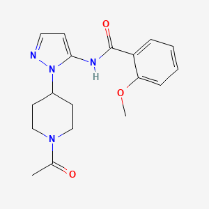 molecular formula C18H22N4O3 B5408745 N-[1-(1-acetylpiperidin-4-yl)-1H-pyrazol-5-yl]-2-methoxybenzamide 