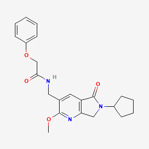 molecular formula C22H25N3O4 B5408771 N-[(6-cyclopentyl-2-methoxy-5-oxo-6,7-dihydro-5H-pyrrolo[3,4-b]pyridin-3-yl)methyl]-2-phenoxyacetamide 