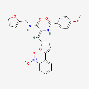 molecular formula C26H21N3O7 B5409011 N-{1-{[(2-furylmethyl)amino]carbonyl}-2-[5-(2-nitrophenyl)-2-furyl]vinyl}-4-methoxybenzamide 