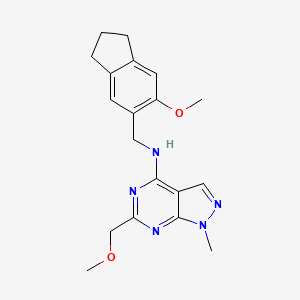 molecular formula C19H23N5O2 B5409166 N-[(6-methoxy-2,3-dihydro-1H-inden-5-yl)methyl]-6-(methoxymethyl)-1-methyl-1H-pyrazolo[3,4-d]pyrimidin-4-amine 