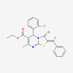 molecular formula C23H19ClN2O3S B5409177 ethyl 2-benzylidene-5-(2-chlorophenyl)-7-methyl-3-oxo-2,3-dihydro-5H-[1,3]thiazolo[3,2-a]pyrimidine-6-carboxylate 