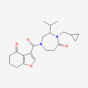 molecular formula C21H28N2O4 B5409192 4-(cyclopropylmethyl)-3-isopropyl-1-[(4-oxo-4,5,6,7-tetrahydro-1-benzofuran-3-yl)carbonyl]-1,4-diazepan-5-one 