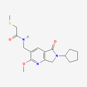 molecular formula C17H23N3O3S B5409198 N-[(6-cyclopentyl-2-methoxy-5-oxo-6,7-dihydro-5H-pyrrolo[3,4-b]pyridin-3-yl)methyl]-2-(methylthio)acetamide 