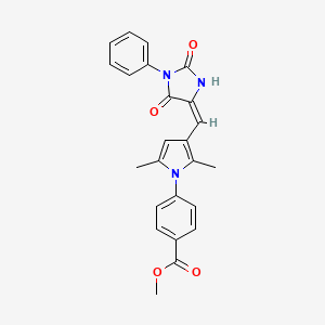 molecular formula C24H21N3O4 B5409234 methyl 4-[3-[(E)-(2,5-dioxo-1-phenylimidazolidin-4-ylidene)methyl]-2,5-dimethylpyrrol-1-yl]benzoate 