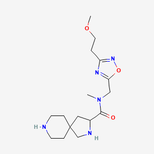 molecular formula C16H27N5O3 B5409293 N-{[3-(2-methoxyethyl)-1,2,4-oxadiazol-5-yl]methyl}-N-methyl-2,8-diazaspiro[4.5]decane-3-carboxamide dihydrochloride 