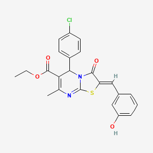molecular formula C23H19ClN2O4S B5409428 ethyl 5-(4-chlorophenyl)-2-(3-hydroxybenzylidene)-7-methyl-3-oxo-2,3-dihydro-5H-[1,3]thiazolo[3,2-a]pyrimidine-6-carboxylate 