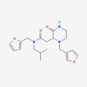 molecular formula C20H27N3O4 B5409494 N-(2-furylmethyl)-2-[1-(3-furylmethyl)-3-oxo-2-piperazinyl]-N-isobutylacetamide 