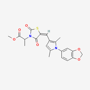 molecular formula C21H20N2O6S B5409592 methyl 2-[(5E)-5-{[1-(1,3-benzodioxol-5-yl)-2,5-dimethyl-1H-pyrrol-3-yl]methylidene}-2,4-dioxo-1,3-thiazolidin-3-yl]propanoate 