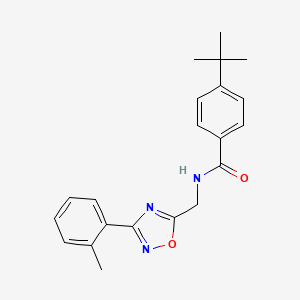 molecular formula C21H23N3O2 B5409695 4-tert-butyl-N-{[3-(2-methylphenyl)-1,2,4-oxadiazol-5-yl]methyl}benzamide 