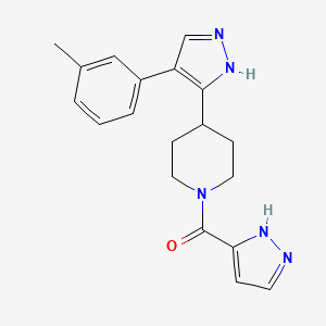 molecular formula C19H21N5O B5409697 4-[4-(3-methylphenyl)-1H-pyrazol-5-yl]-1-(1H-pyrazol-3-ylcarbonyl)piperidine 