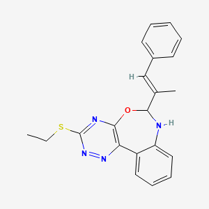 molecular formula C21H20N4OS B5409748 3-(Ethylsulfanyl)-6-[(E)-1-methyl-2-phenyl-1-ethenyl]-6,7-dihydro[1,2,4]triazino[5,6-D][3,1]benzoxazepine 