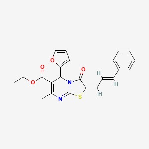 molecular formula C23H20N2O4S B5409766 ethyl (2E)-5-(furan-2-yl)-7-methyl-3-oxo-2-[(E)-3-phenylprop-2-enylidene]-5H-[1,3]thiazolo[3,2-a]pyrimidine-6-carboxylate 