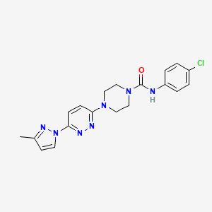 molecular formula C19H20ClN7O B5410031 N-(4-chlorophenyl)-4-[6-(3-methyl-1H-pyrazol-1-yl)-3-pyridazinyl]-1-piperazinecarboxamide 