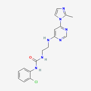 molecular formula C17H18ClN7O B5410071 N-(2-chlorophenyl)-N'-(2-{[6-(2-methyl-1H-imidazol-1-yl)-4-pyrimidinyl]amino}ethyl)urea 
