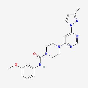 molecular formula C20H23N7O2 B5410102 N-(3-methoxyphenyl)-4-[6-(3-methyl-1H-pyrazol-1-yl)-4-pyrimidinyl]-1-piperazinecarboxamide 