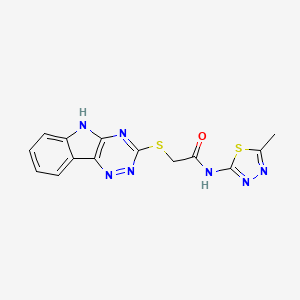molecular formula C14H11N7OS2 B5410172 N-(5-methyl-1,3,4-thiadiazol-2-yl)-2-(5H-[1,2,4]triazino[5,6-b]indol-3-ylthio)acetamide 