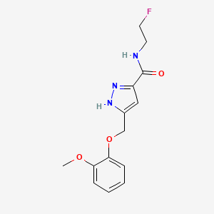 molecular formula C14H16FN3O3 B5410176 N-(2-fluoroethyl)-5-[(2-methoxyphenoxy)methyl]-1H-pyrazole-3-carboxamide 