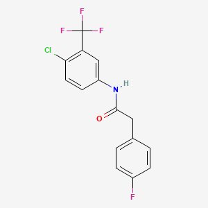 molecular formula C15H10ClF4NO B5410184 N-[4-chloro-3-(trifluoromethyl)phenyl]-2-(4-fluorophenyl)acetamide 