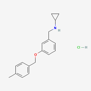 molecular formula C18H22ClNO B5410202 N-[[3-[(4-methylphenyl)methoxy]phenyl]methyl]cyclopropanamine;hydrochloride 