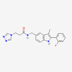 molecular formula C21H20FN5O B5410245 N-{[2-(2-fluorophenyl)-3-methyl-1H-indol-5-yl]methyl}-3-(4H-1,2,4-triazol-4-yl)propanamide 
