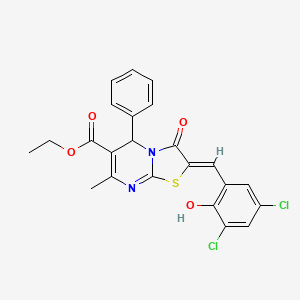 molecular formula C23H18Cl2N2O4S B5410376 Ethyl (2Z)-2-[(3,5-dichloro-2-hydroxyphenyl)methylidene]-7-methyl-3-oxo-5-phenyl-2H,3H,5H-[1,3]thiazolo[3,2-A]pyrimidine-6-carboxylate 
