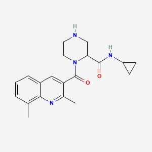 molecular formula C20H24N4O2 B5410400 N-cyclopropyl-1-[(2,8-dimethyl-3-quinolinyl)carbonyl]-2-piperazinecarboxamide 