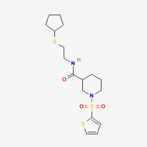 molecular formula C17H26N2O3S3 B5410410 N-[2-(cyclopentylthio)ethyl]-1-(2-thienylsulfonyl)-3-piperidinecarboxamide 