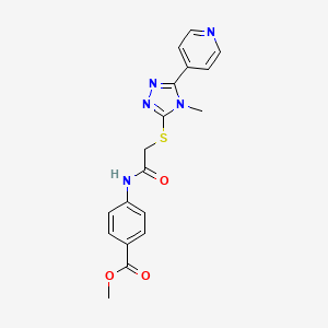 molecular formula C18H17N5O3S B5410451 methyl 4-[({[4-methyl-5-(4-pyridinyl)-4H-1,2,4-triazol-3-yl]thio}acetyl)amino]benzoate 