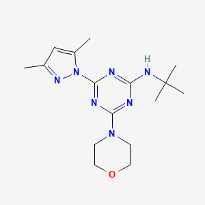 molecular formula C16H25N7O B5410499 N-(tert-butyl)-4-(3,5-dimethyl-1H-pyrazol-1-yl)-6-(4-morpholinyl)-1,3,5-triazin-2-amine 