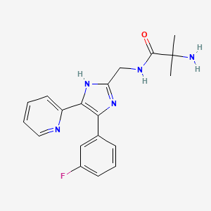 molecular formula C19H20FN5O B5410520 N~1~-{[4-(3-fluorophenyl)-5-(2-pyridinyl)-1H-imidazol-2-yl]methyl}-2-methylalaninamide hydrochloride 