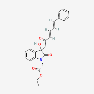 molecular formula C24H23NO5 B5410651 ethyl {3-hydroxy-2-oxo-3-[(3E,5E)-2-oxo-6-phenylhexa-3,5-dien-1-yl]-2,3-dihydro-1H-indol-1-yl}acetate 