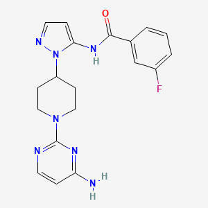 molecular formula C19H20FN7O B5410732 N-{1-[1-(4-aminopyrimidin-2-yl)piperidin-4-yl]-1H-pyrazol-5-yl}-3-fluorobenzamide 