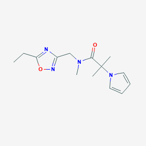 molecular formula C14H20N4O2 B5410814 N-[(5-ethyl-1,2,4-oxadiazol-3-yl)methyl]-N,2-dimethyl-2-(1H-pyrrol-1-yl)propanamide 