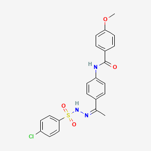 molecular formula C22H20ClN3O4S B5411138 N-(4-{N-[(4-chlorophenyl)sulfonyl]ethanehydrazonoyl}phenyl)-4-methoxybenzamide 