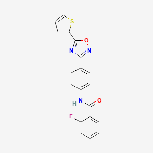 molecular formula C19H12FN3O2S B5411187 2-fluoro-N-[4-(5-thiophen-2-yl-1,2,4-oxadiazol-3-yl)phenyl]benzamide 