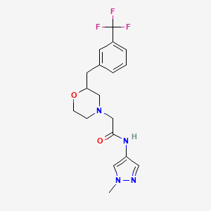 molecular formula C18H21F3N4O2 B5411255 N-(1-methyl-1H-pyrazol-4-yl)-2-{2-[3-(trifluoromethyl)benzyl]-4-morpholinyl}acetamide 