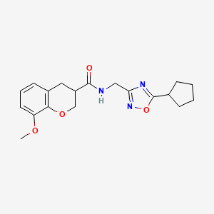 molecular formula C19H23N3O4 B5411260 N-[(5-cyclopentyl-1,2,4-oxadiazol-3-yl)methyl]-8-methoxychromane-3-carboxamide 