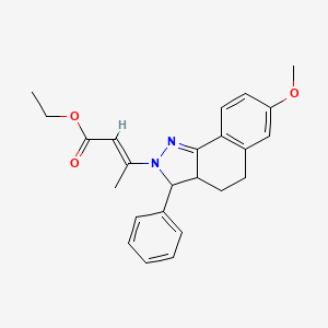 molecular formula C24H26N2O3 B5411311 ethyl (E)-3-(7-methoxy-3-phenyl-3,3a,4,5-tetrahydrobenzo[g]indazol-2-yl)but-2-enoate 