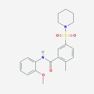 molecular formula C20H24N2O4S B5411381 N-(2-methoxyphenyl)-2-methyl-5-(1-piperidinylsulfonyl)benzamide 