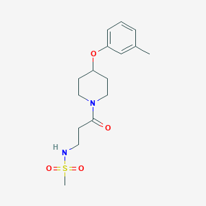molecular formula C16H24N2O4S B5411389 N-{3-[4-(3-methylphenoxy)piperidin-1-yl]-3-oxopropyl}methanesulfonamide 