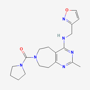 molecular formula C18H24N6O2 B5411404 N-(isoxazol-3-ylmethyl)-2-methyl-7-(pyrrolidin-1-ylcarbonyl)-6,7,8,9-tetrahydro-5H-pyrimido[4,5-d]azepin-4-amine 