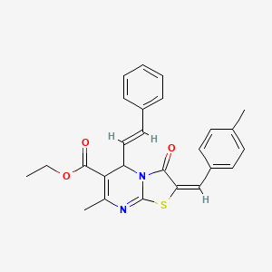 molecular formula C26H24N2O3S B5411483 ethyl (2E)-7-methyl-2-(4-methylbenzylidene)-3-oxo-5-[(E)-2-phenylethenyl]-2,3-dihydro-5H-[1,3]thiazolo[3,2-a]pyrimidine-6-carboxylate 
