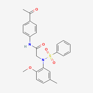 molecular formula C24H24N2O5S B5411511 N~1~-(4-acetylphenyl)-N~2~-(2-methoxy-5-methylphenyl)-N~2~-(phenylsulfonyl)glycinamide 