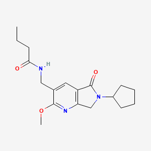 molecular formula C18H25N3O3 B5411645 N-[(6-cyclopentyl-2-methoxy-5-oxo-6,7-dihydro-5H-pyrrolo[3,4-b]pyridin-3-yl)methyl]butanamide 