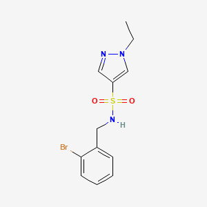molecular formula C12H14BrN3O2S B5411685 N-[(2-BROMOPHENYL)METHYL]-1-ETHYL-1H-PYRAZOLE-4-SULFONAMIDE 