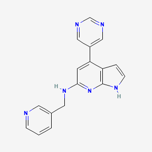 molecular formula C17H14N6 B5411716 N-(pyridin-3-ylmethyl)-4-pyrimidin-5-yl-1H-pyrrolo[2,3-b]pyridin-6-amine 